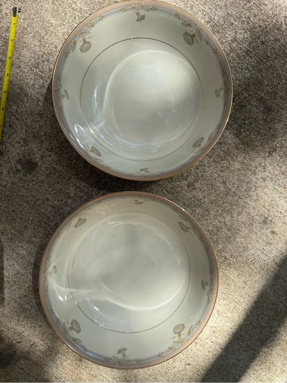 Set of 2 Mikasa Elegant White and Gold Floral Rim Dinner Bowl